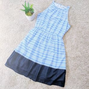 Blue Striped Old Navy High Neck A-Line Dress